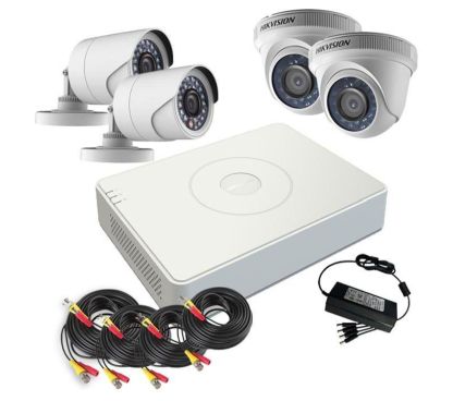 KIT Grabador DVR 5en1 4CH + 2 Minibullet 4en1 1MP + 2 Domo 4en1 1MP Hikvision