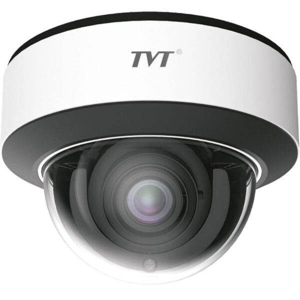 Cámara Domo IP 4MP Varifocal Motorizada 2.8-12mm IR50 IP67 IK10 VCA Audio MIC TVT
