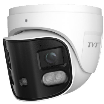 Cámara turret IP 8MP Lente Dual 2.8mm NDAA Audio Alarma Cosido de imágenes